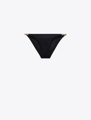 Shop Tory Burch Gemini Link Bikini Bottom In Black/gold
