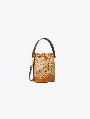 Shop Tory Burch T Monogram Calf Hair Mini Bucket Bag In Multi