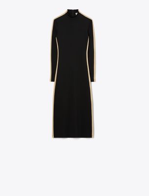 Tory Sport Tory Burch Side-striped Neoprene Dress In Black/chameau