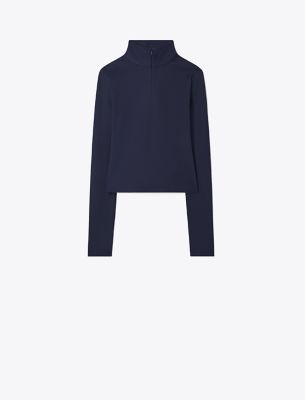Tory Sport Tory Burch Cropped Jacquard Top In Tory Navy