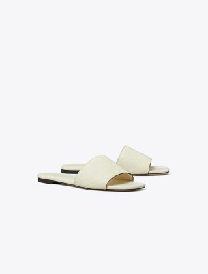 Shop Tory Burch T Monogram Slide In Light Cream