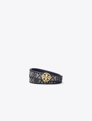 Tory Burch 1" T Monogram Miller Belt In Tory Navy
