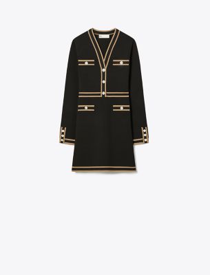 Shop Tory Burch Kendra Viscose Sweater Dress In Black/chameau