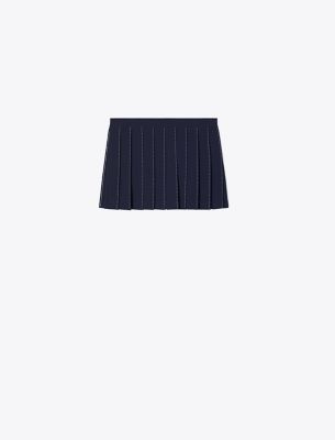 Tory Sport Tory Burch Stitch-pleat Stretch Tennis Skirt In Tory Navy