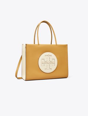 Tory Burch Small Ella Bio Color-block Tote In Brown