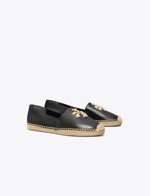 Tory Burch Eleanor Leather Medallion Loafer Espadrilles In Perfect Black