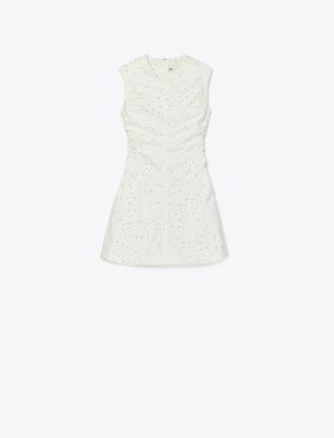 Shop Tory Burch Floral Cotton Poplin Dress In White Pigment Ditsy