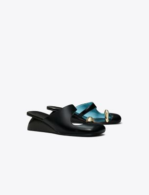 Tory Burch Pierced Mule Wedge In Nero
