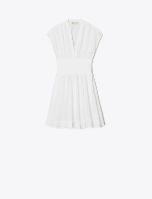 Tory Burch Cotton Broderie Anglaise Minidress In White
