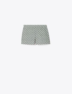 Tory Burch Printed Cotton Poplin Camp Shorts In Blue Mini Zebra