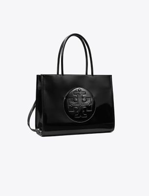 Tory Burch Small Ella Bio Patent Tote In Black