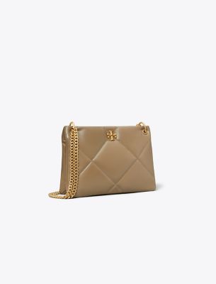 Tory Burch Small Kira Diamond Quilt Satchel In Taupe Oak