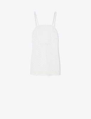 Shop Tory Burch Broderie Mini Dress In White