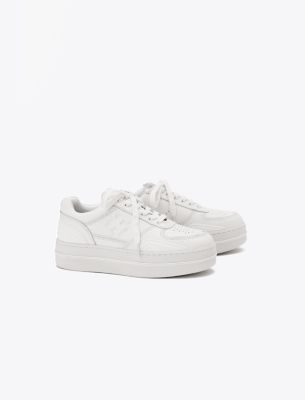 Shop Tory Burch Clover Court Platform Sneaker In Purity/purity/purity