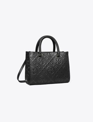 TORY BURCH T MONOGRAM TOP-HANDLE EMBOSSED TOTE 