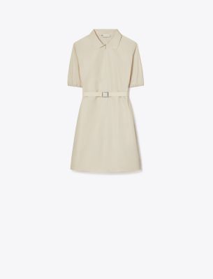 Tory Burch Poplin Polo Dress In Pale Sandstone