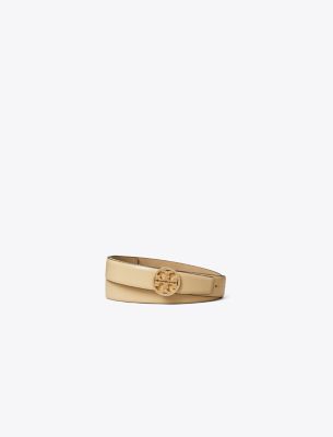 Tory Burch 1" Miller Smooth Leather Pavé Logo Belt In Vanilla Soft Serve