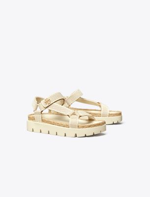 Tory Burch Kira Hiking Rope Burch Sandal In New Ivory/ginger Shortbread