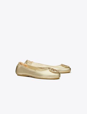 Shop Tory Burch Minnie Travel Ballet In Spark Gold