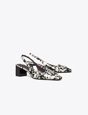 Tory Burch Georgia Slingback Heel In Dark Marble Multi-tone