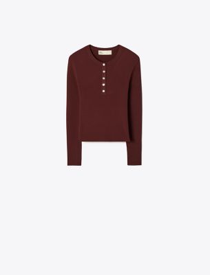 Tory Burch Ribbed Viscose Henley