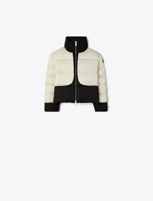 Shop Tory Sport Tory Burch Colorblock Down Jacket In Bone/black