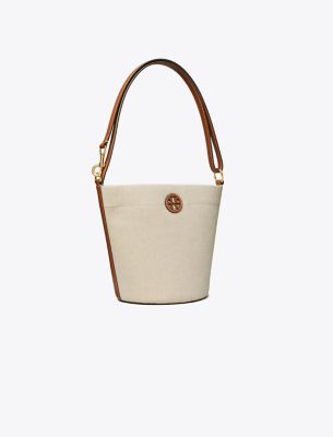 Tory Burch Blake Canvas Bucket Bag In Canvas/classic Cuoio/classic Cuoio