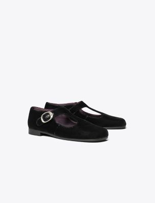 Tory Burch Violet Leather Mary Jane Ballerina Loafers In Perfect Black