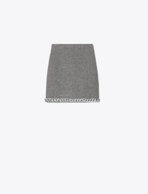 Tory Burch Chain Mini Skirt In Mineral Gray