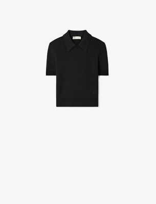 Tory Burch Wool Polo In Black