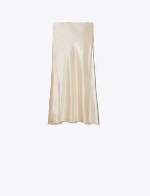 Shop Tory Burch Satin Skirt In French Cream