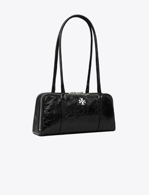 Tory Burch Small Crinkle Leather Marshmallow Satchel In Black