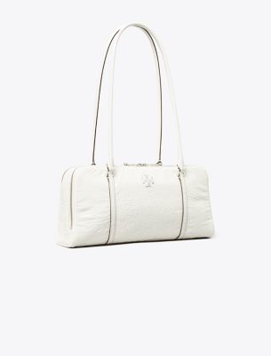 Shop Tory Burch Small Crinkle Leather Marshmallow Satchel In White