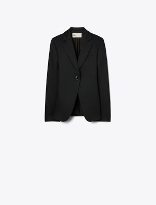 Shop Tory Burch Textured Crepe Blazer In Black