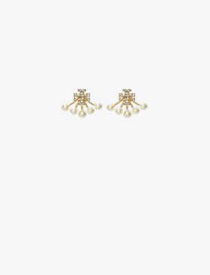 Tory Burch Kira Pearl Front-back Earring In Tory Gold/pearl/crystal