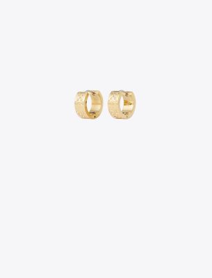 Tory Burch Small T Monogram Pavé Hoop Earring In Tory Gold/crystal