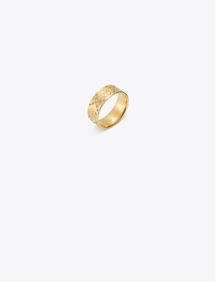 Shop Tory Burch T Monogram Pavé Ring In Tory Gold/crystal