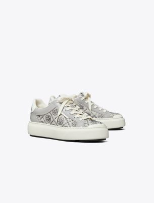 Tory Burch T Monogram Ladybug Sneaker In T Monogram Mercury/bay Gray/blanc