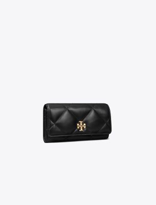 Tory Burch Kira Diamond Quilt Flap Wallet In Black