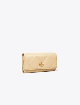 Tory Burch Kira Diamond Quilt Flap Wallet In Vanilla Soft Serve