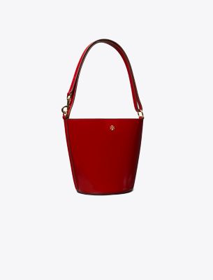Tory Burch Blake Patent Bucket Bag In Tory Red