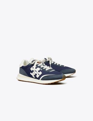 Tory Burch Destiny Logo-embellished Sneakers In Retro Navy/retro Navy/purity