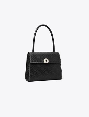 Tory Burch Small Deville T Monogram Leather Bag In Black