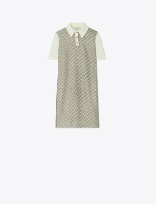 Shop Tory Burch Silk Front Polo Dress In New Ivory/beige Mini Zebra