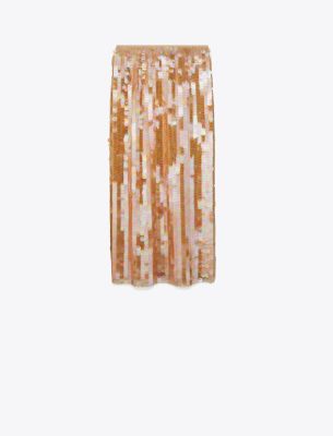 Tory Burch Sequins Skirt In Mocha Mesh