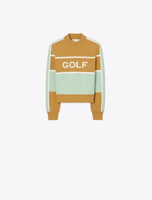 Tory Sport Tory Burch Tech Nylon Golf Cropped Sweater In Ridge/sage Leaf