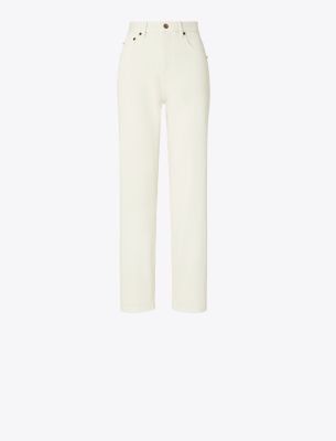 Tory Burch Slim Jean In Soft Oatmeal Cone Heavy Natural Denim