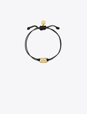 Shop Tory Burch Embrace Ambition Logo Bracelet In Black/tory Gold