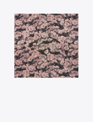 Tory Burch Pixel Flower Silk Square Scarf In Pixel Flower Silk Square Blush