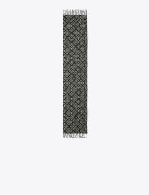 Tory Burch T Monogram Oblong Scarf In Black